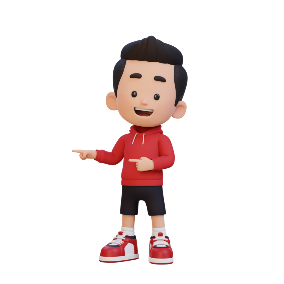 3D cute kid pointing hand to the side 34763339 PNG