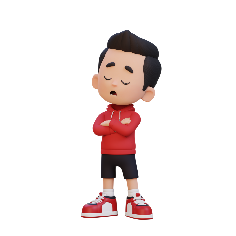 3D cute kid character rejection pose png