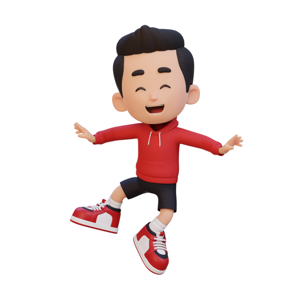 3D cute boy in jumping pose 34763346 PNG