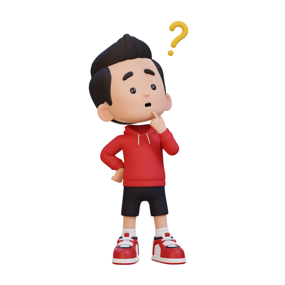 3D cute kid thinking clueless png