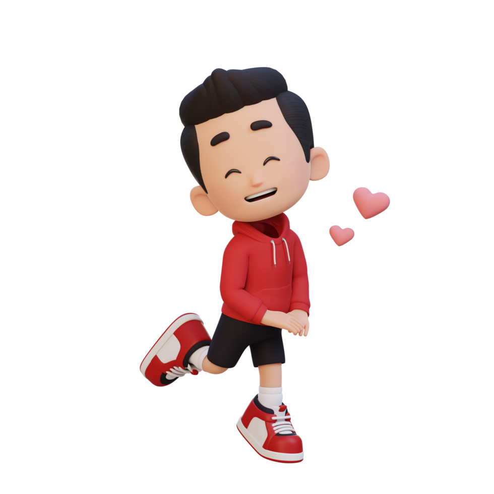 3D cute kid character in love png