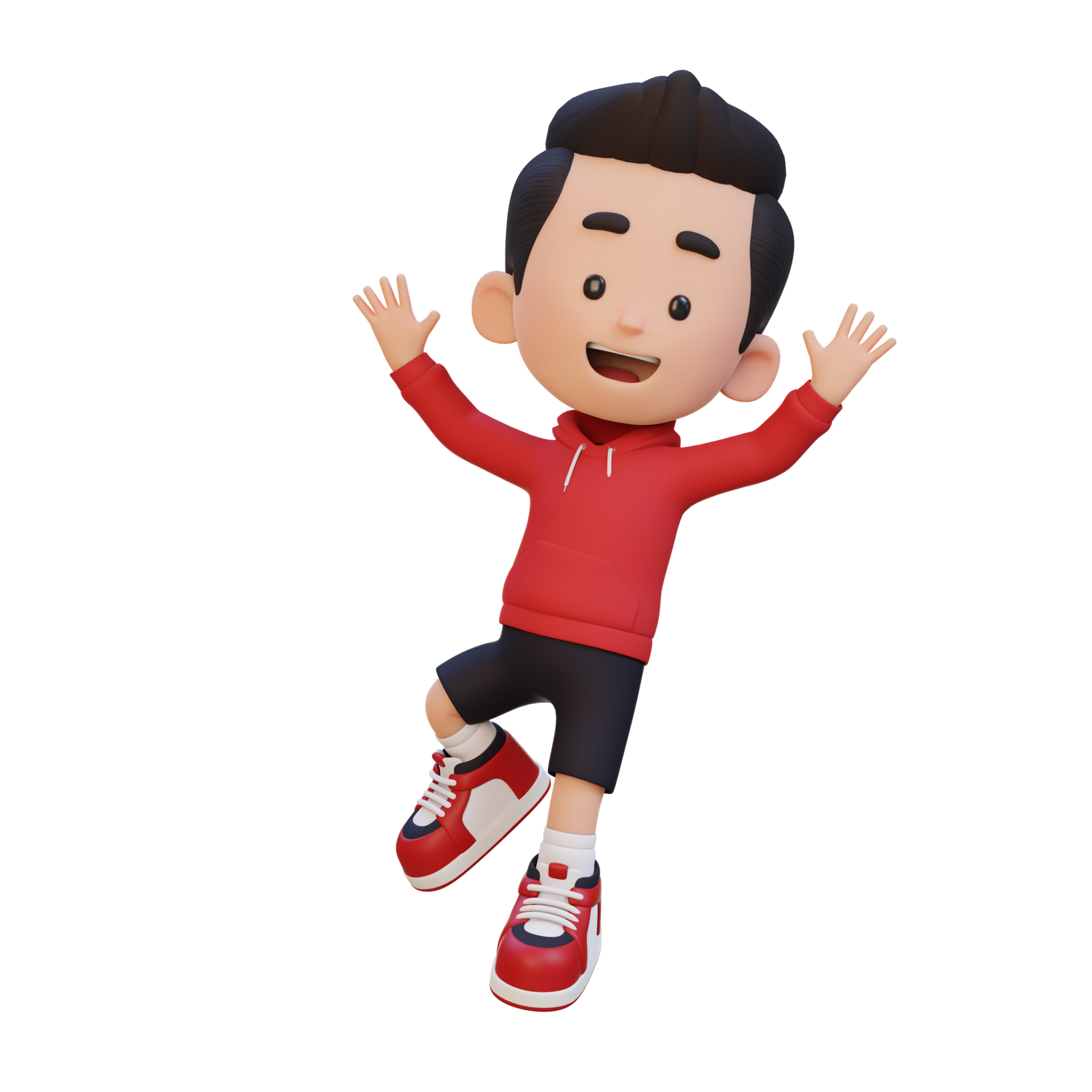 3D cute boy in jumping pose 34763356 PNG