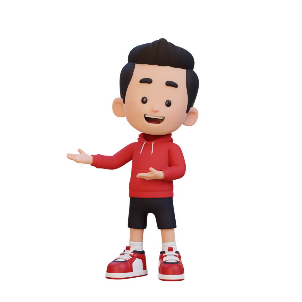 3D cute kid presenting pose png