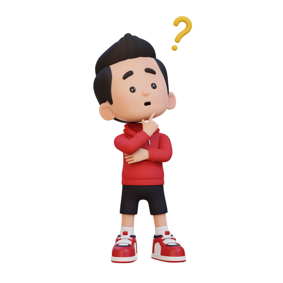 3D cute kid thinking clueless png