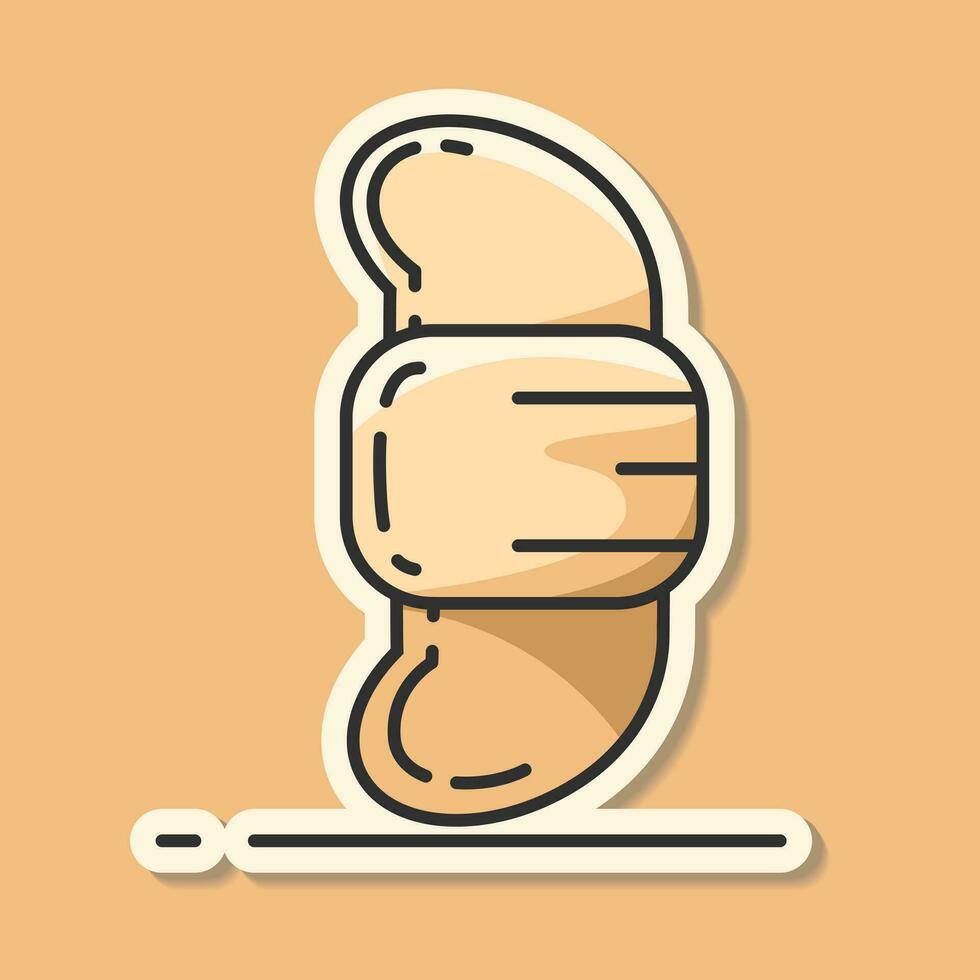 Cute croissant sticker pastel concept beige color vector