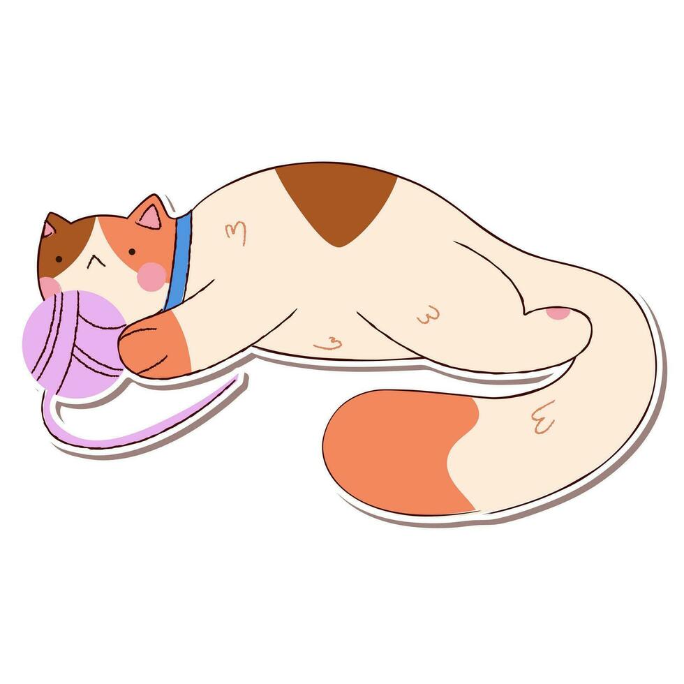 Cute and funny cat doodle vector sticker