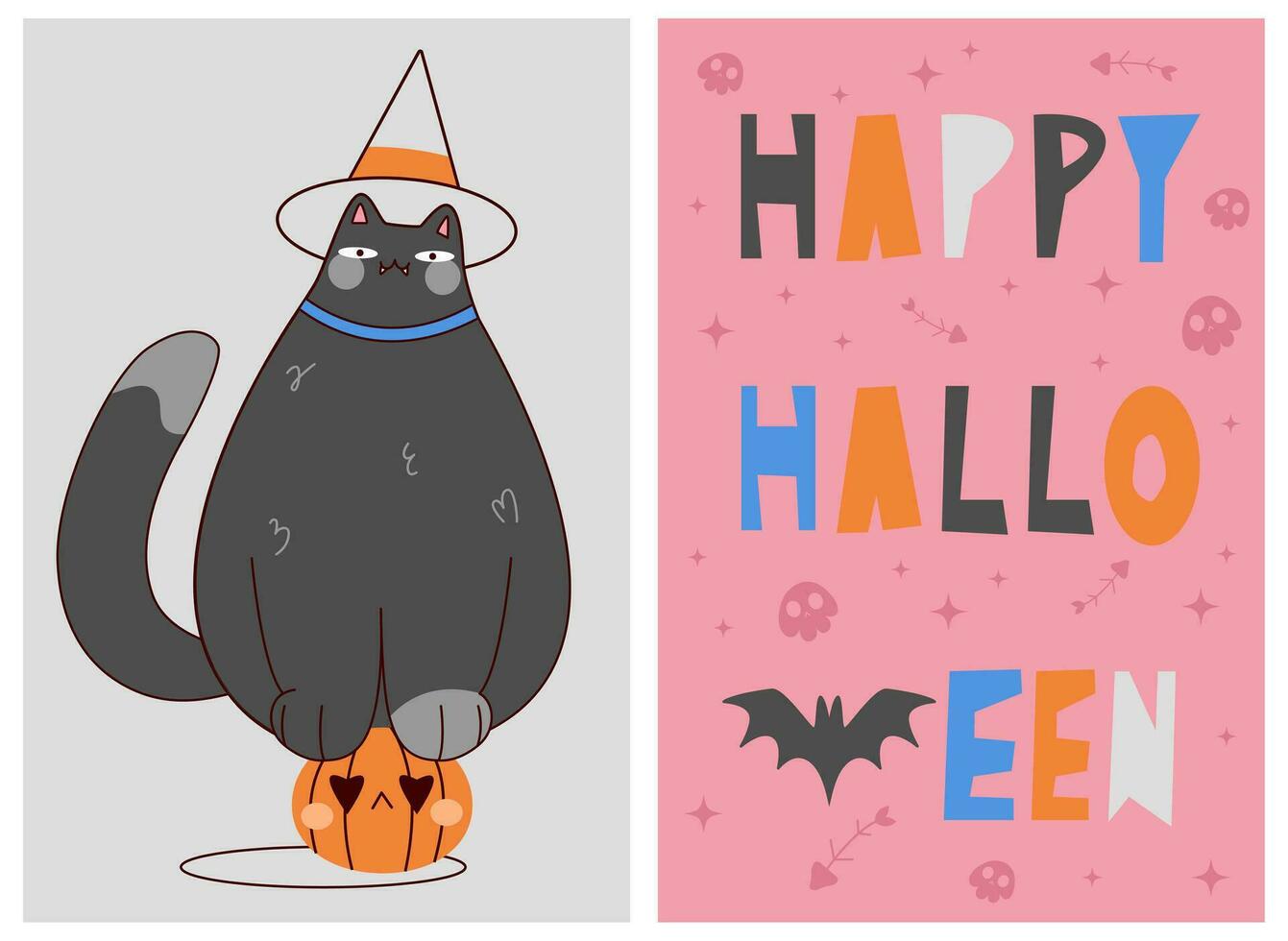 Halloween Vector Decoration posters.Hand Drawn