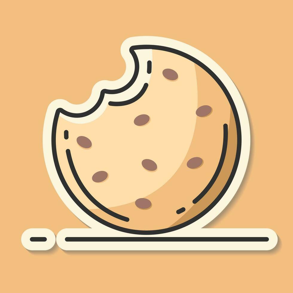 Cute cookie sticker in pastel concept beige color vector
