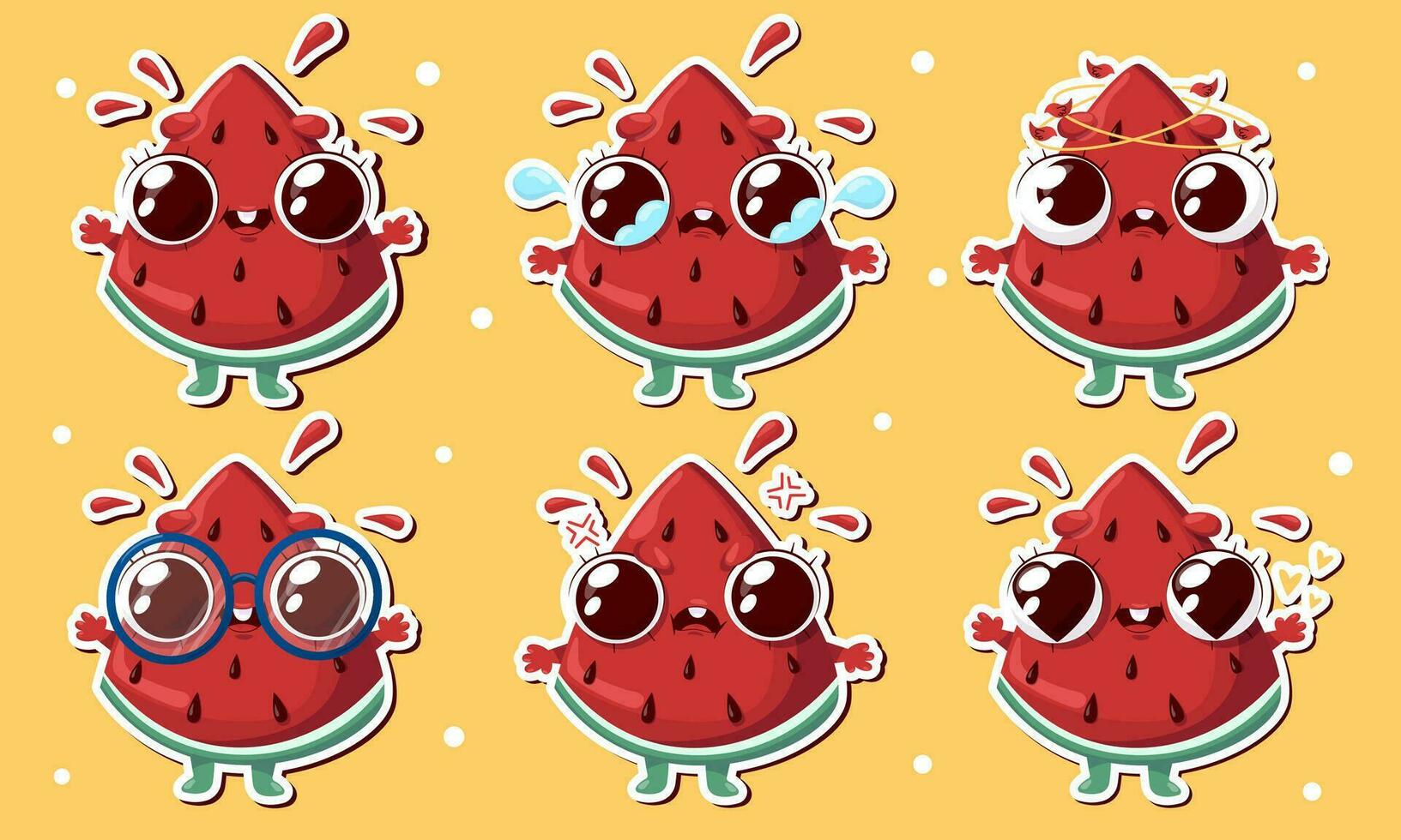 Vector illustration of watermelon stickers