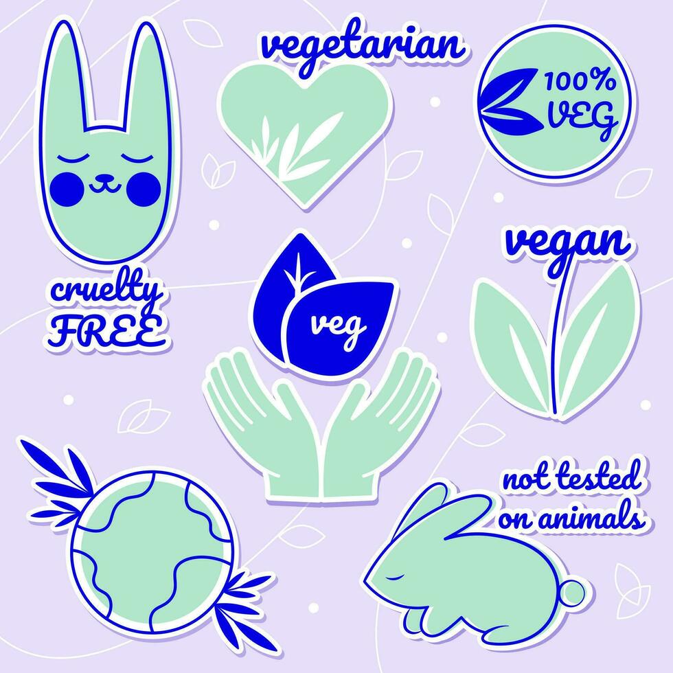 Set of vegan icons. Bio, ecology, organic logos vector