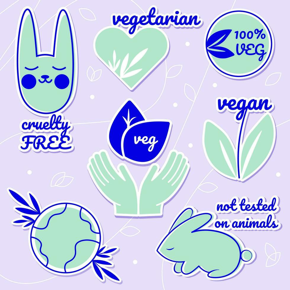 conjunto de vegano iconos biografía, ecología, orgánico logos vector