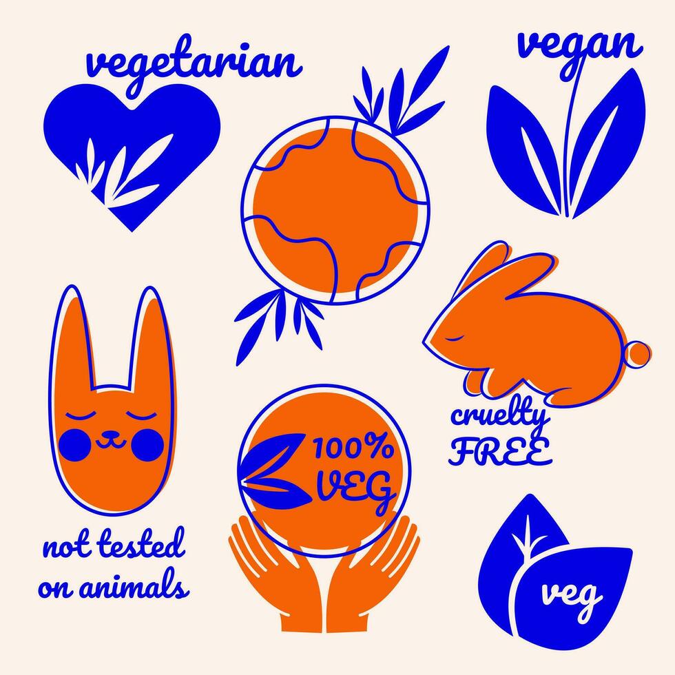 Set of vegan icons. Bio, ecology, organic logos vector