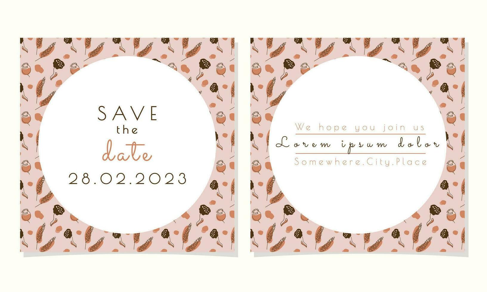 Minimalistic floral elegant wedding set invitation.Stylish invitation vector. vector