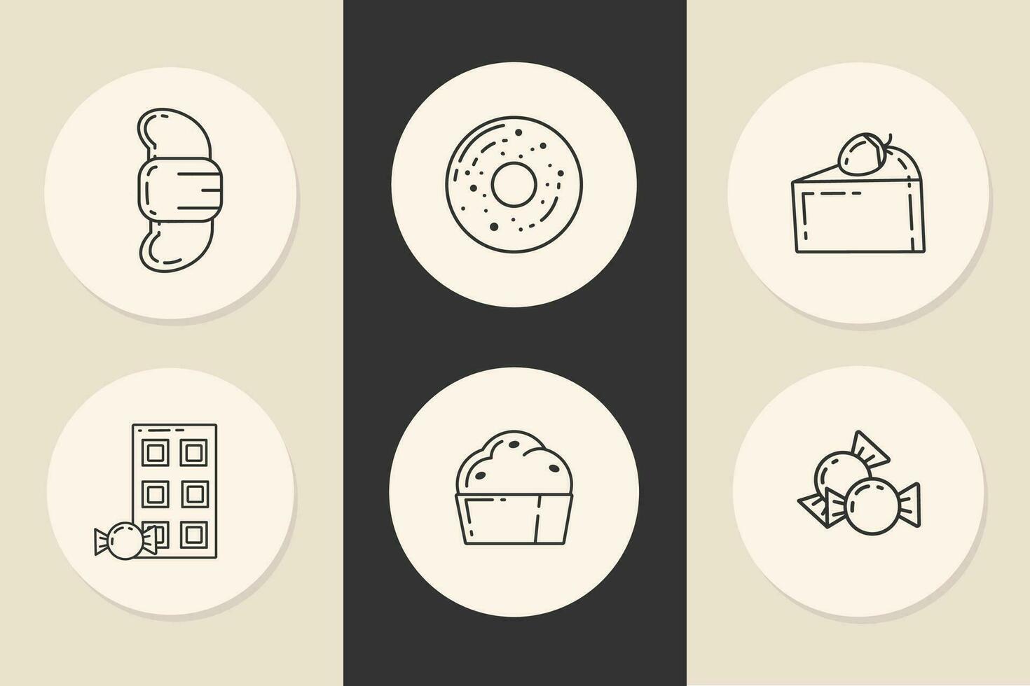 Cute stickers in a pastel concept beige color vector
