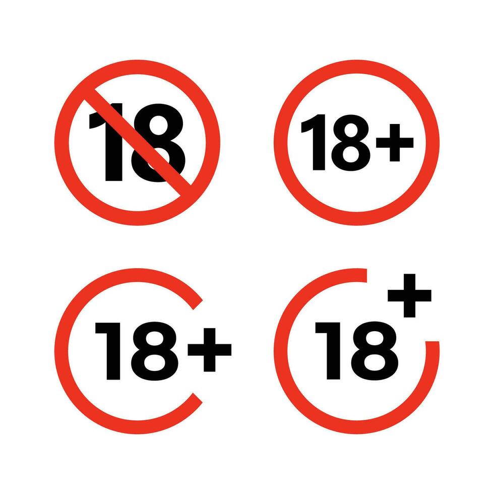 Under 18 not allowed sign. 18 age restriction sign. vector