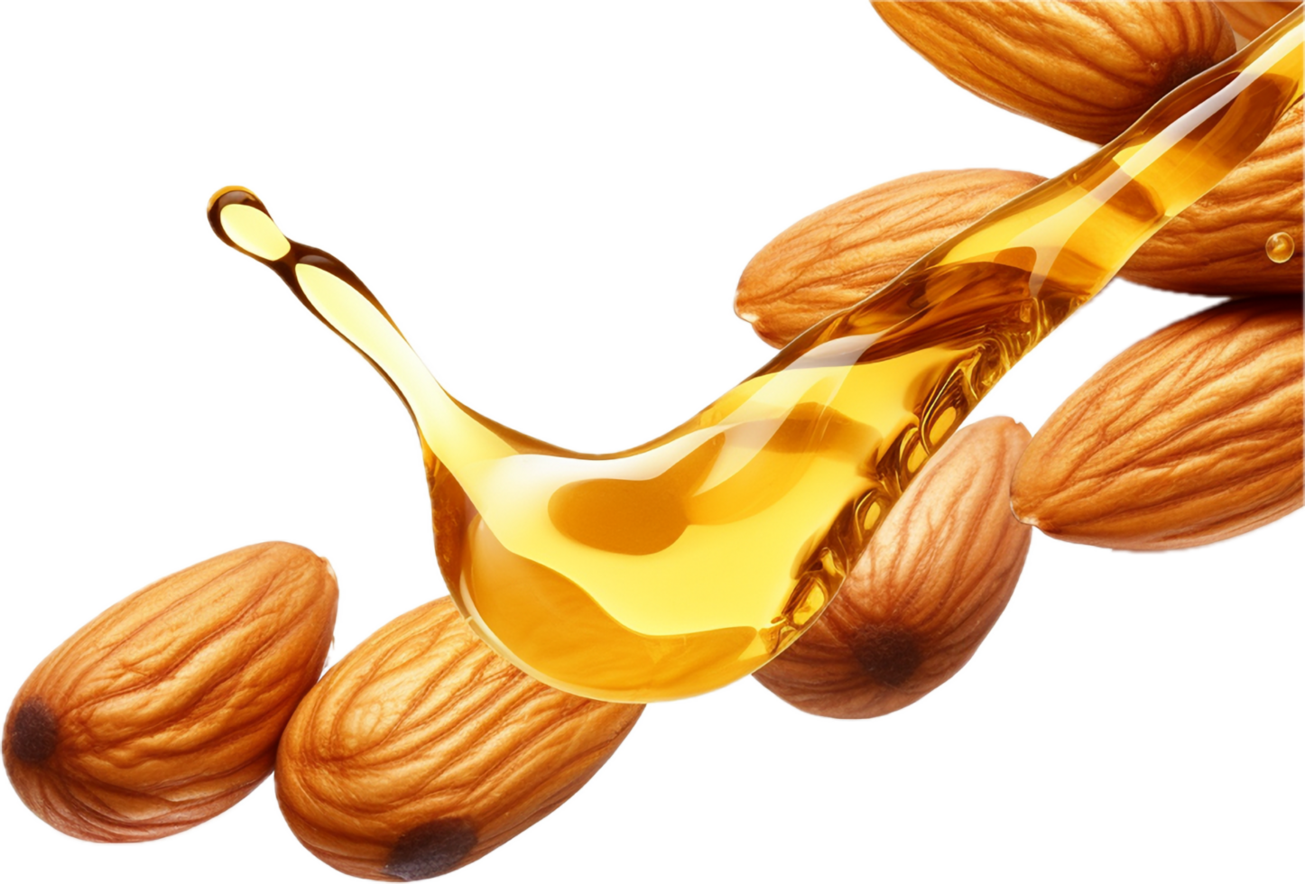 AI generated almonds with an oil drop png