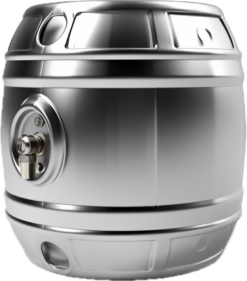 AI generated metal beer keg png