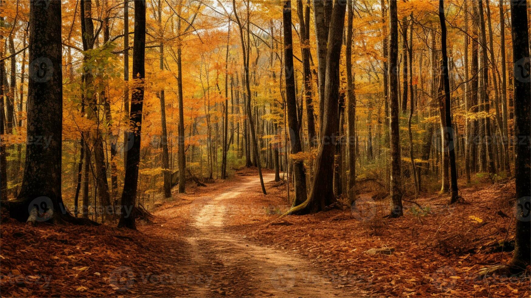 a painting of a path in the woods AI Generated photo