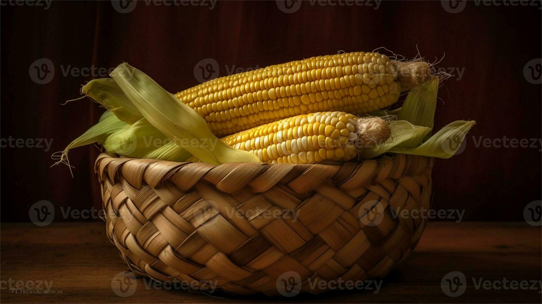 a basket filled with corn and tomatoes AI Generated photo