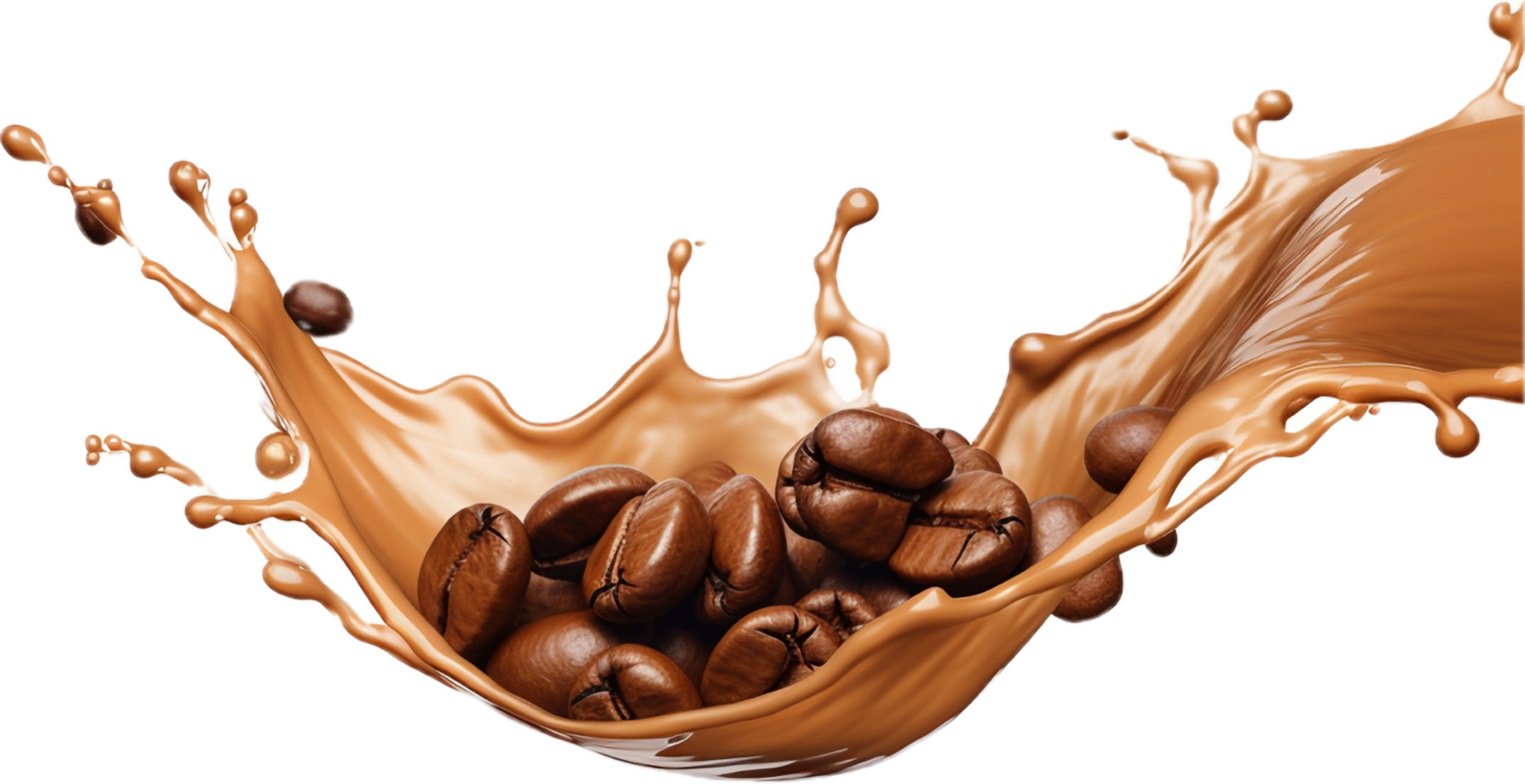ai genererad kaffe stänk med kaffe bönor png