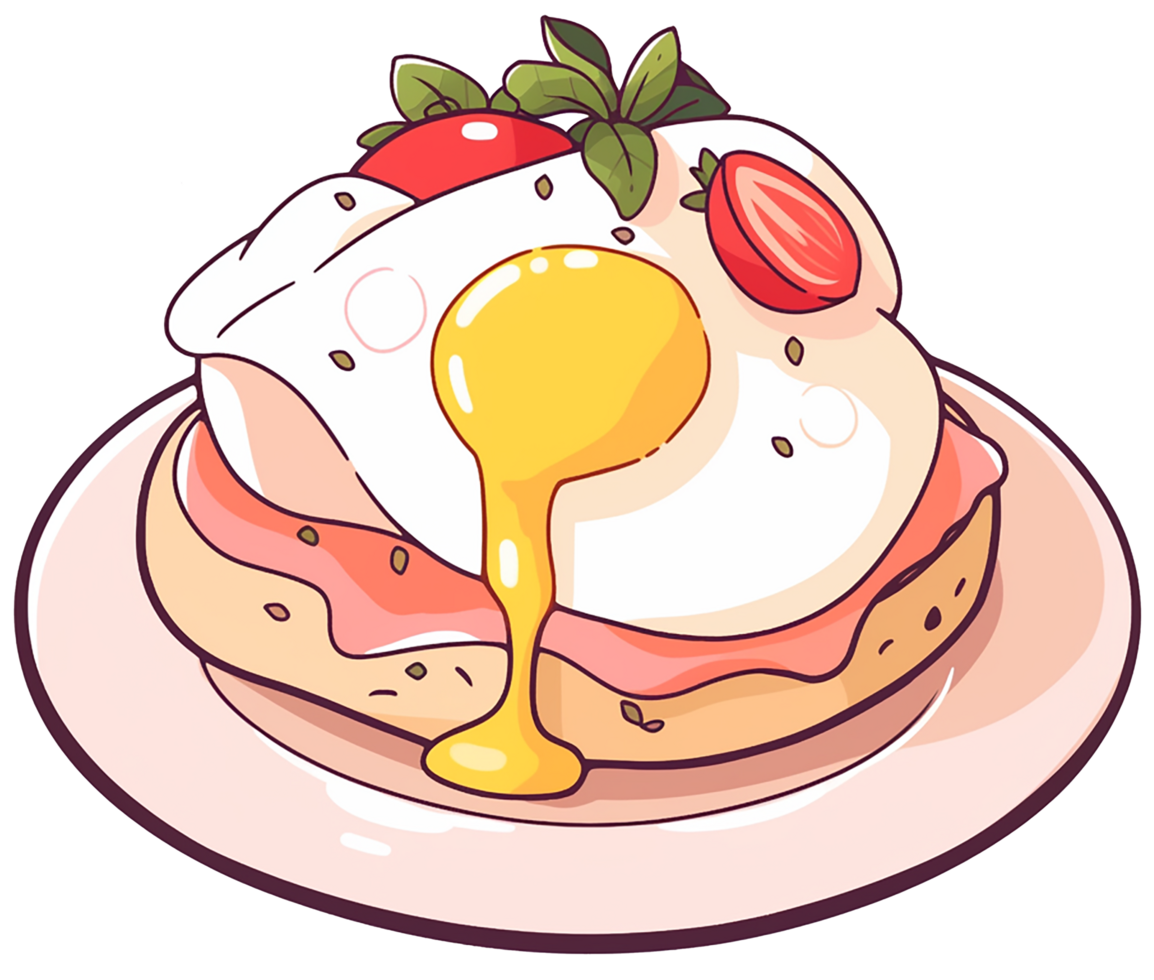 a dish of egg benedict and toast on transparent background png