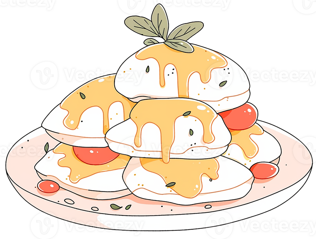 a dish of egg benedict and toast on transparent background png