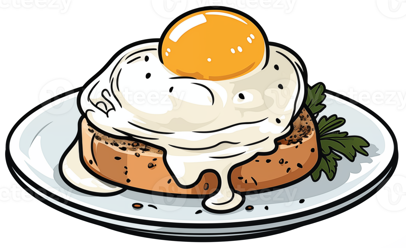 a dish of egg benedict and toast on transparent background png