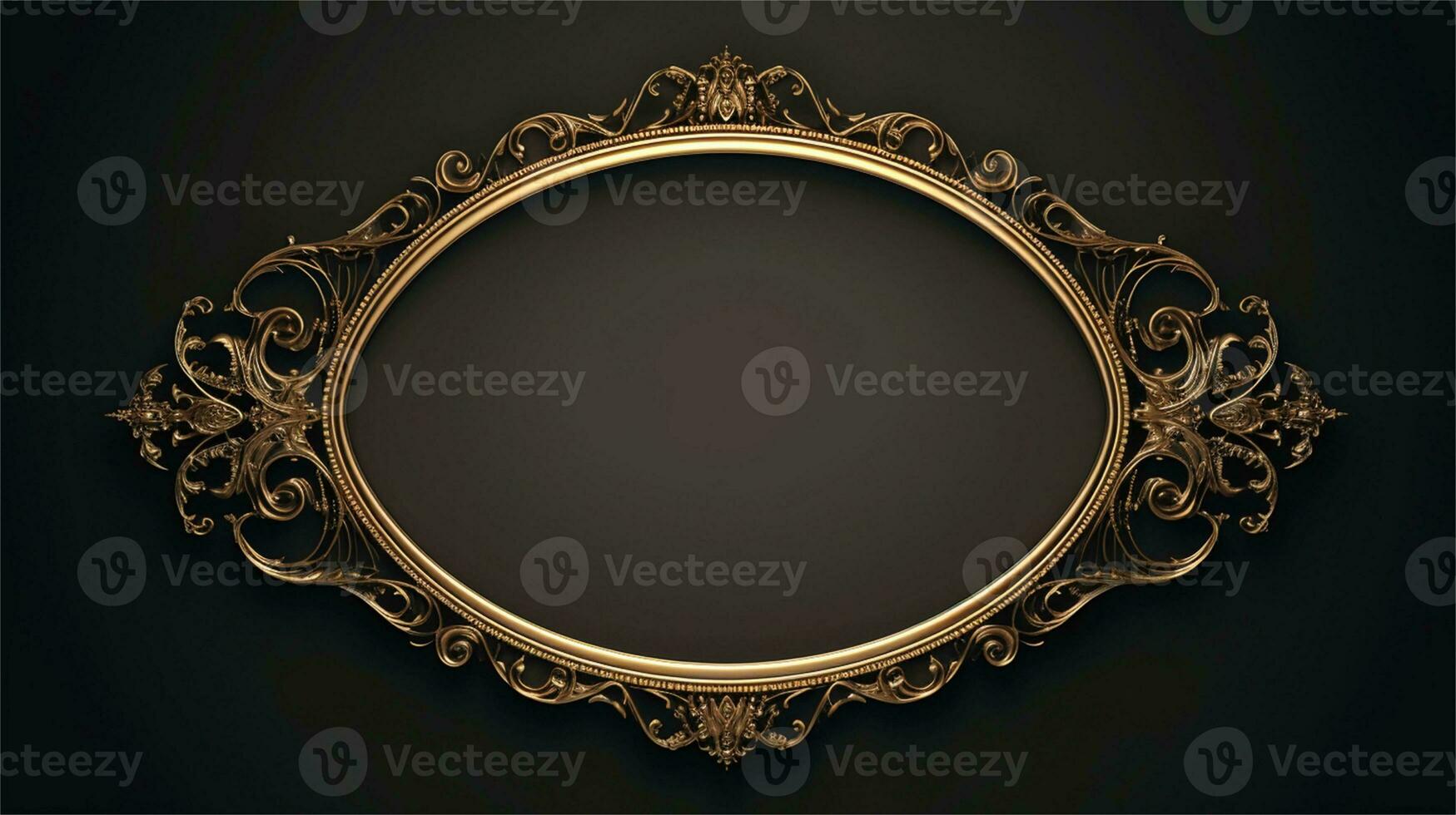 a gold frame with a black background AI Generated photo