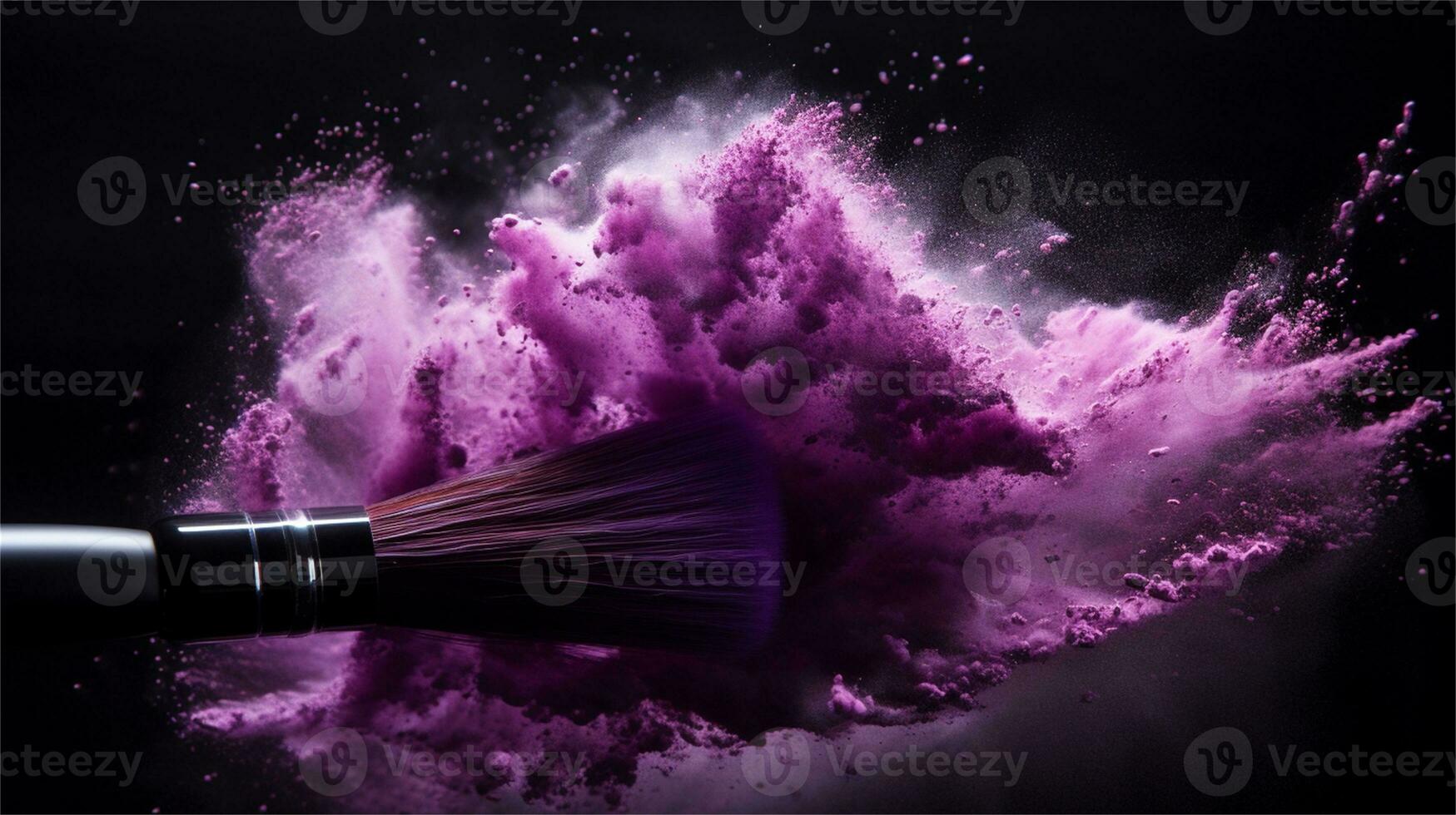 a brush is being used to paint purple powder AI Generative photo
