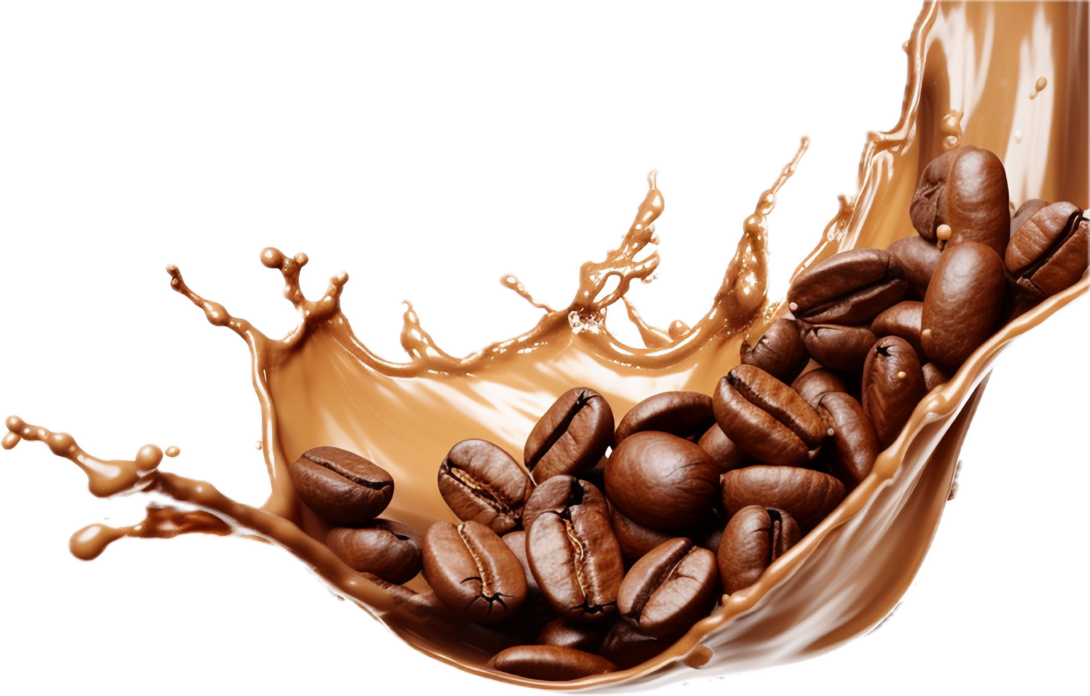 AI generated coffee splash with coffee beans png