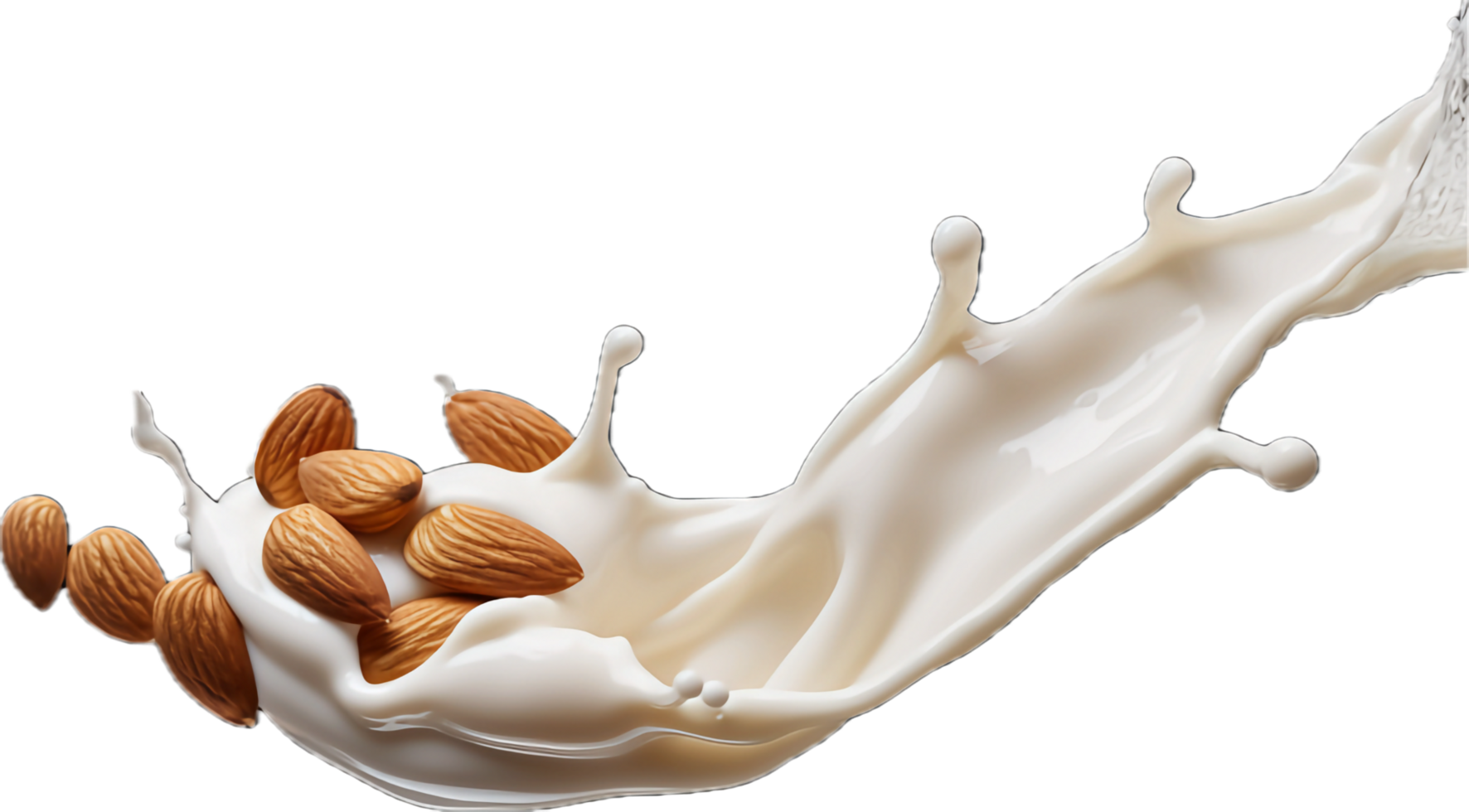AI generated milk splash with almonds png