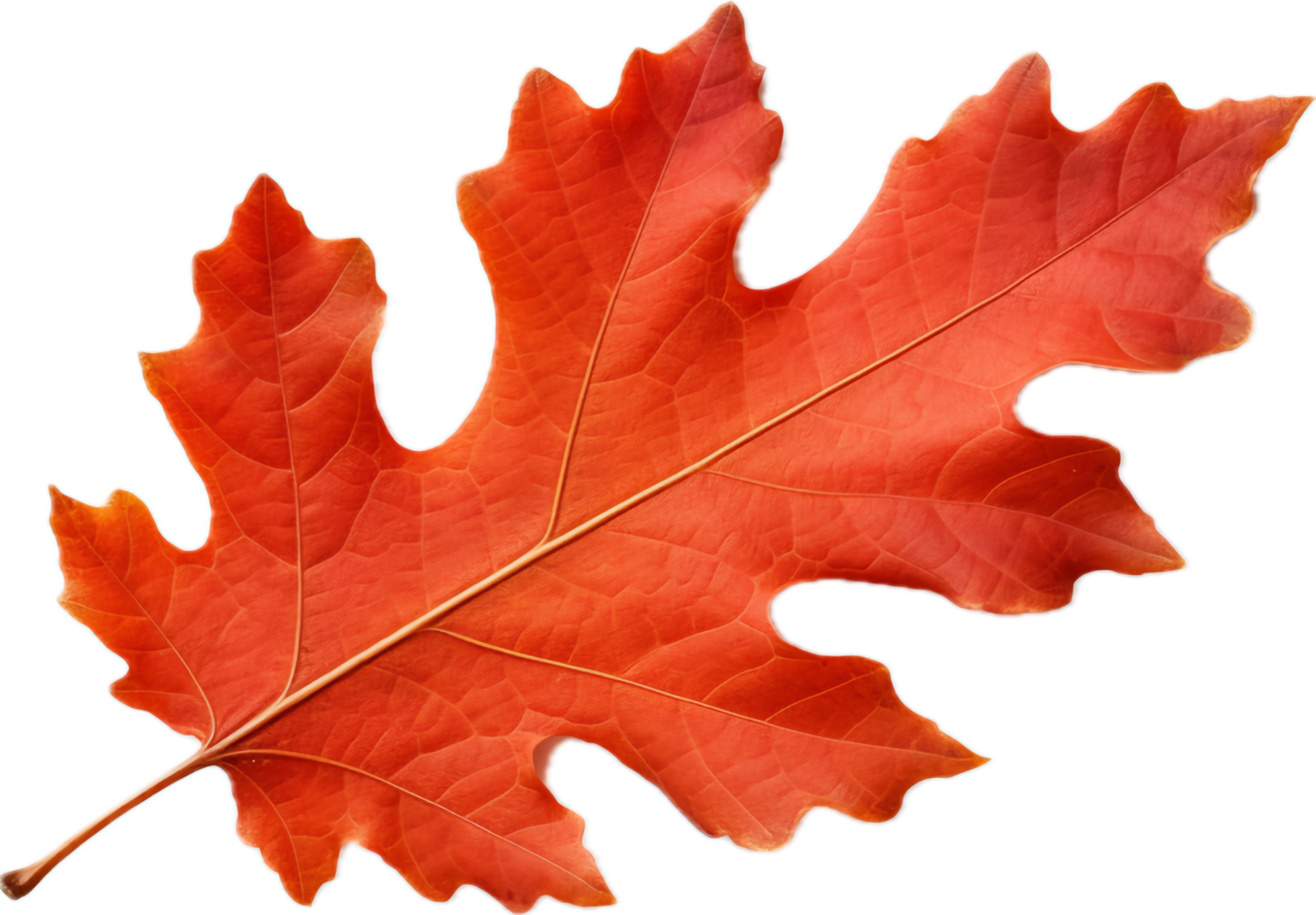 AI generated red autumn oak leaf png