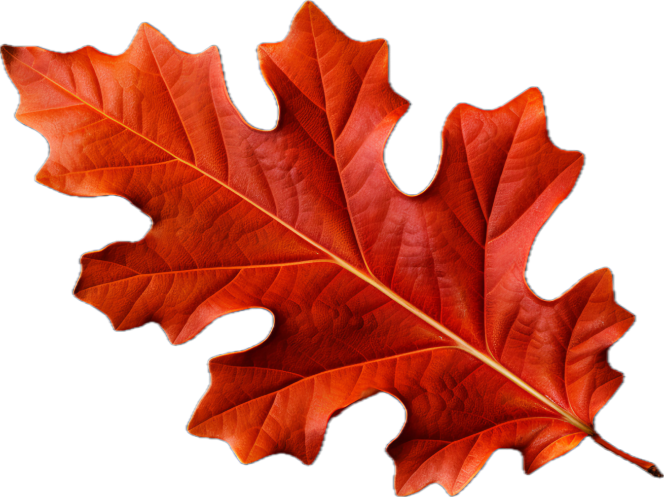 AI generated red autumn oak leaf png
