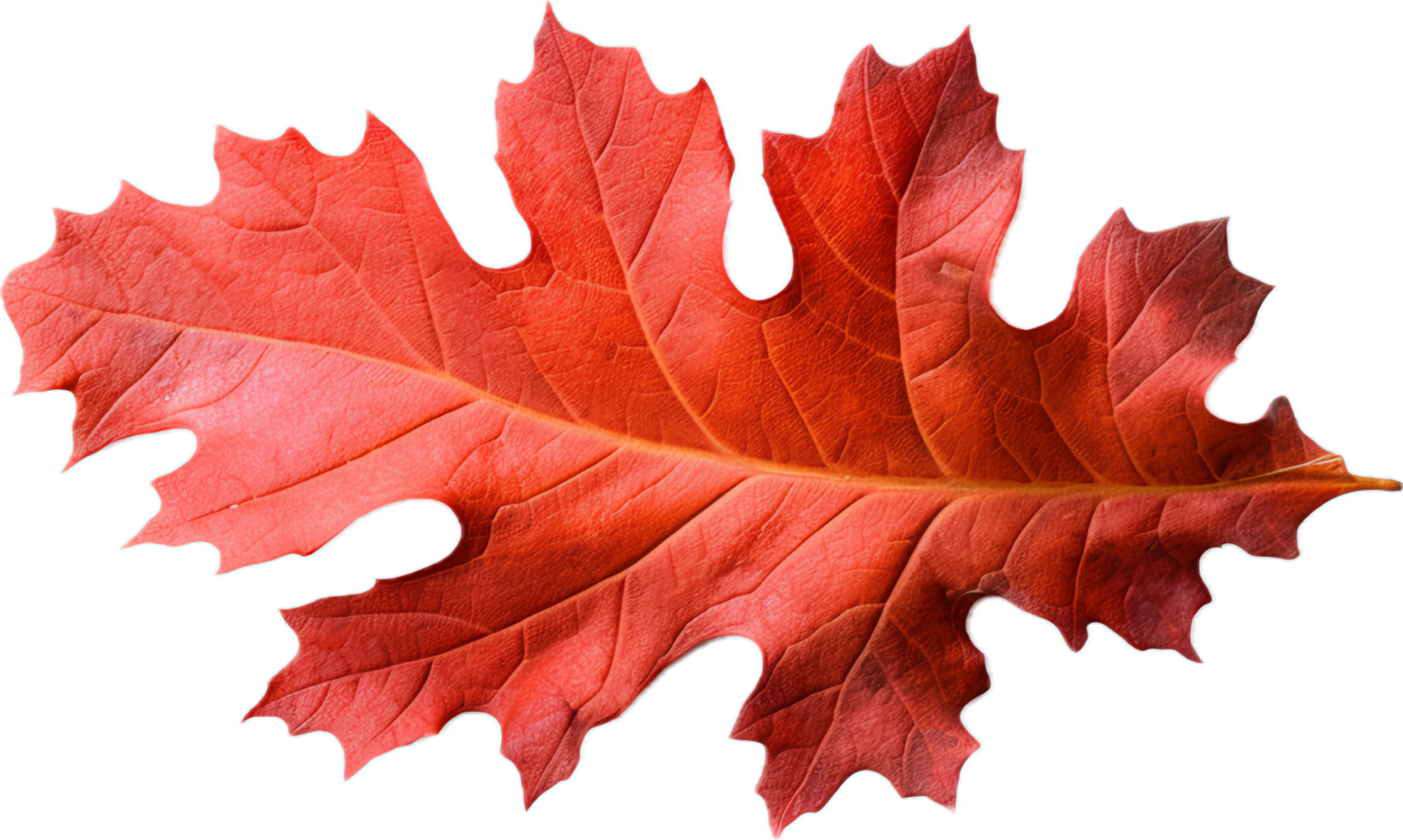 AI generated red autumn oak leaf png