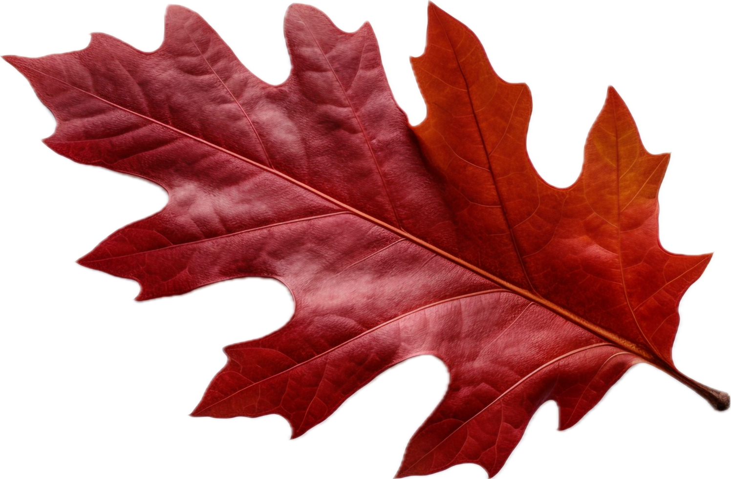 AI generated red autumn oak leaf png