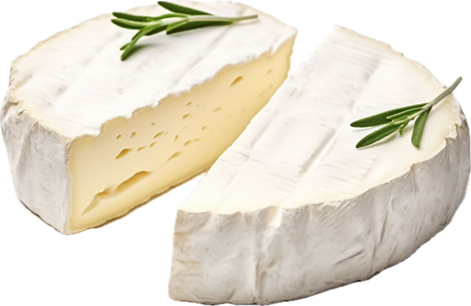 AI generated Two pieces of white mold soft cheese png