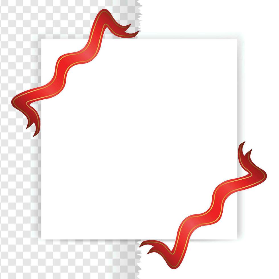 Red tag with corner ribbon, empty page template frame isolated on background vector