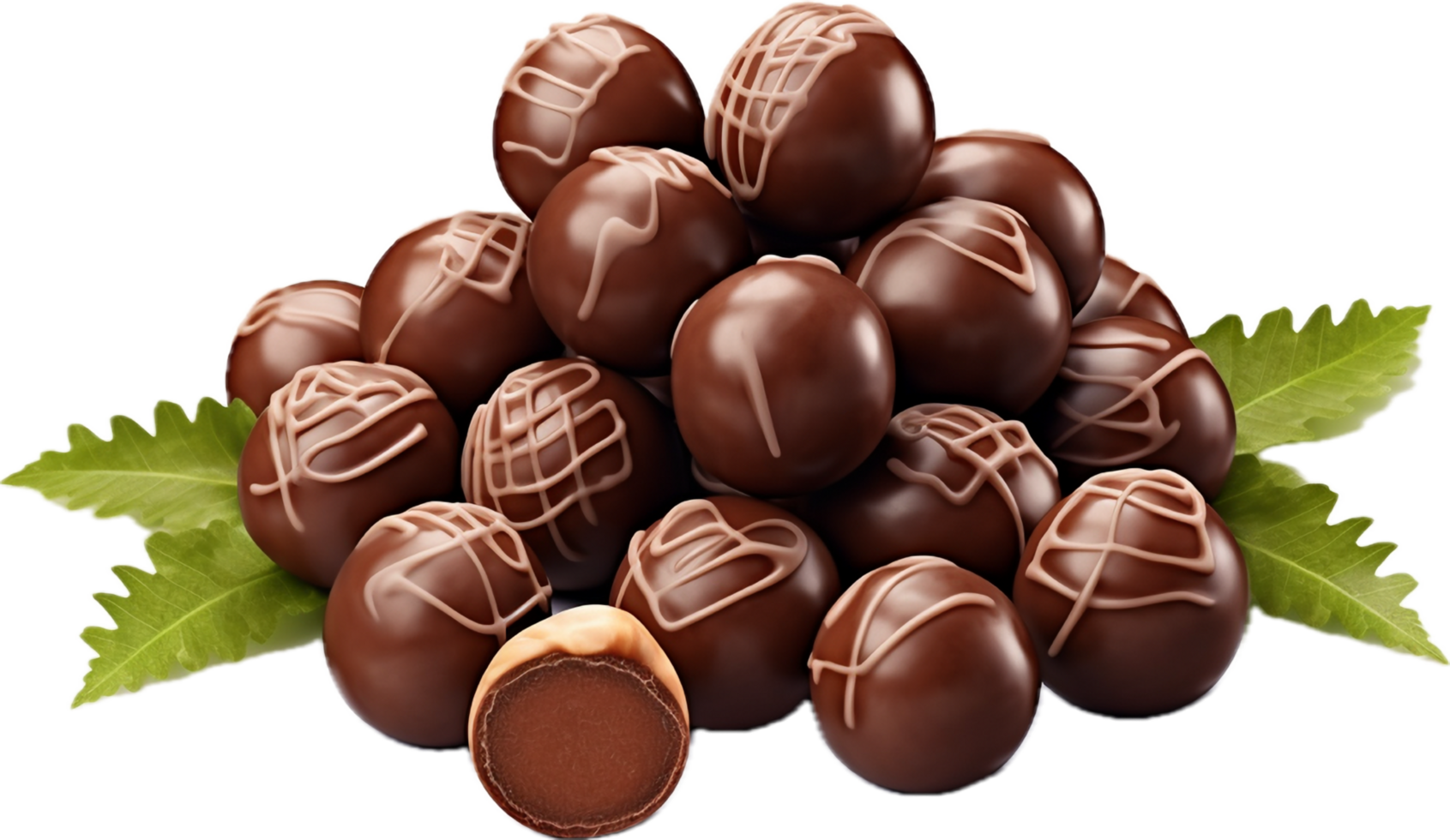 AI generated Chocolate candy with hazelnuts png