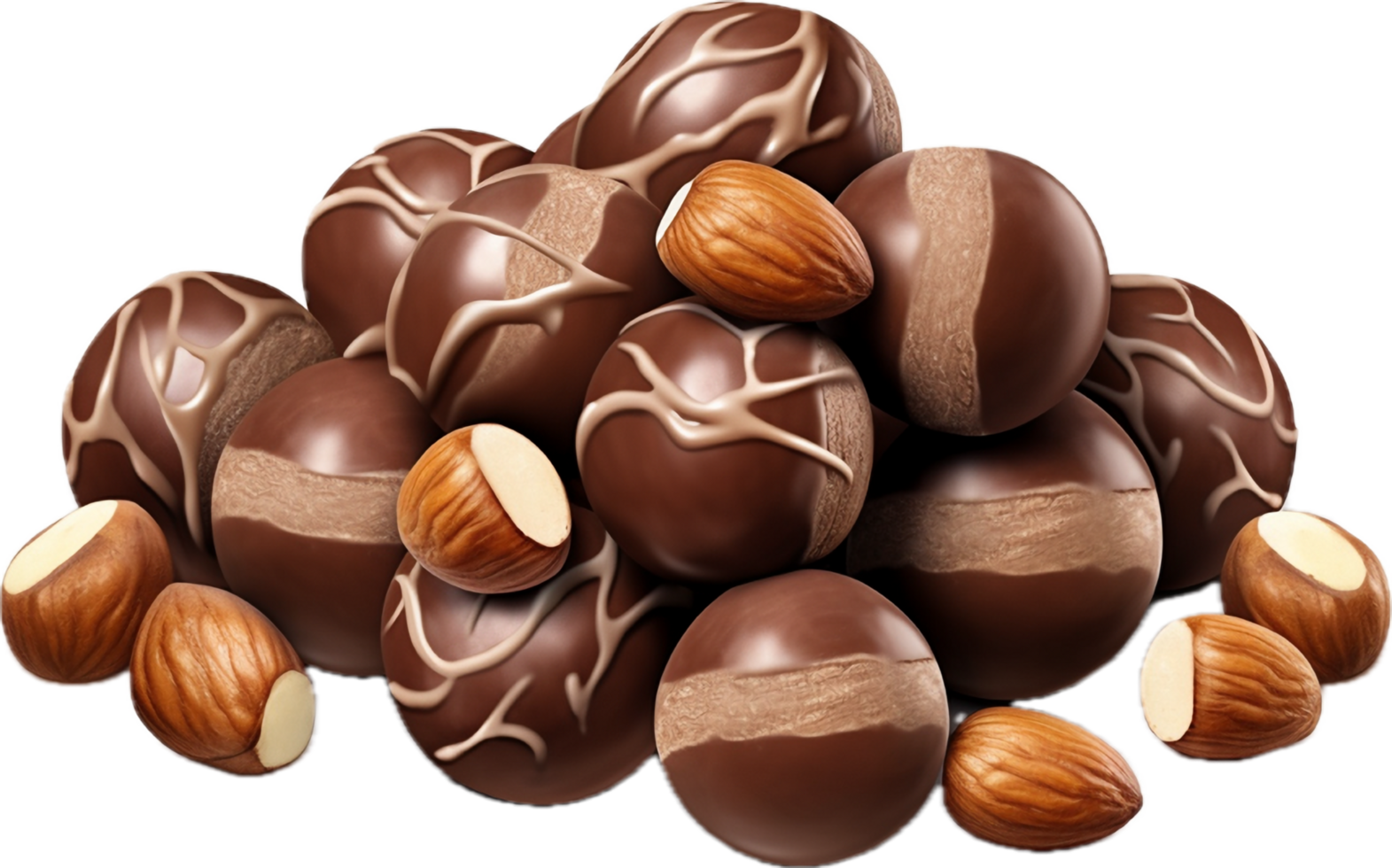 AI generated Chocolate candy with hazelnuts png