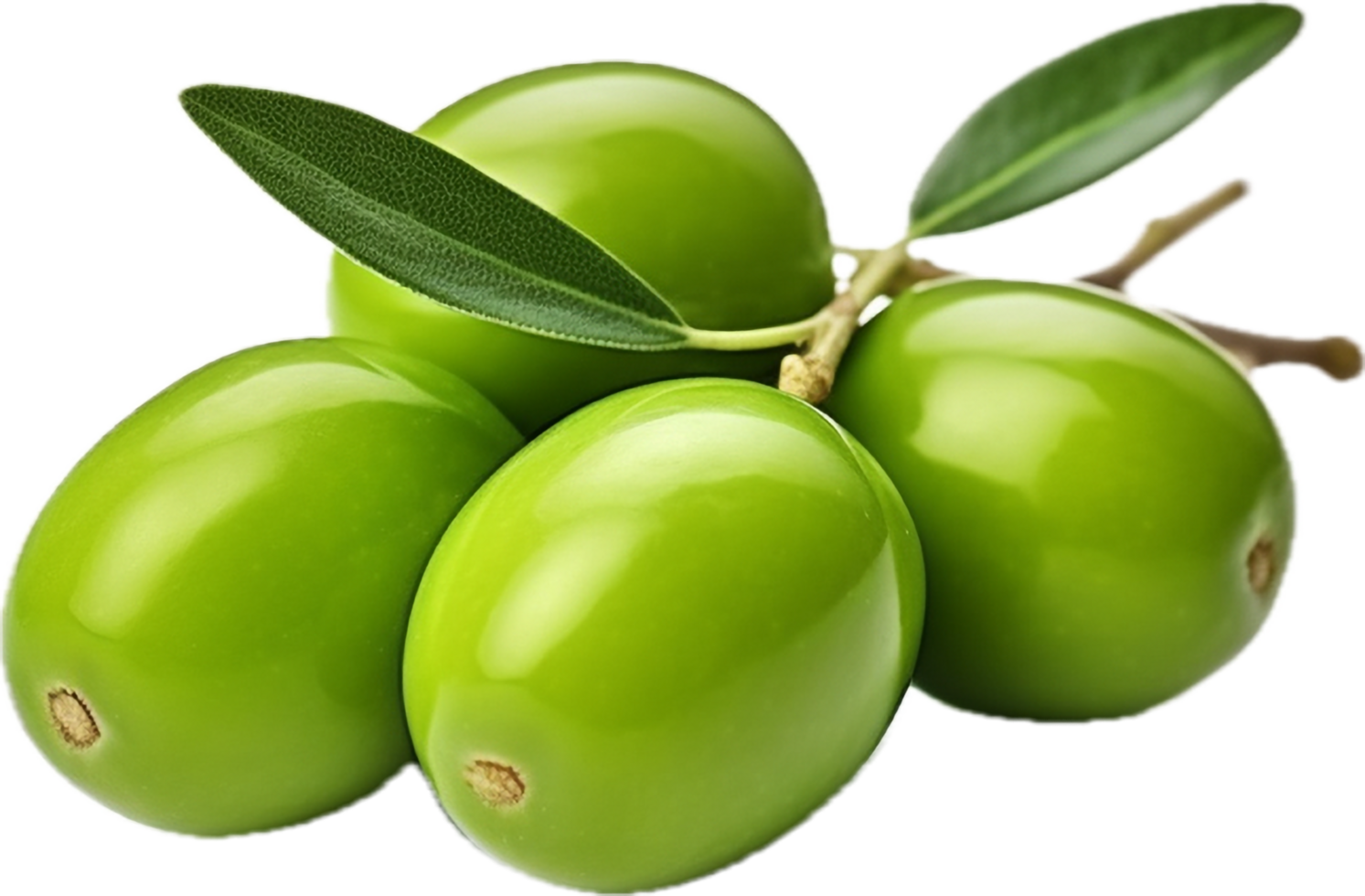 ai généré vert Olives avec feuilles png