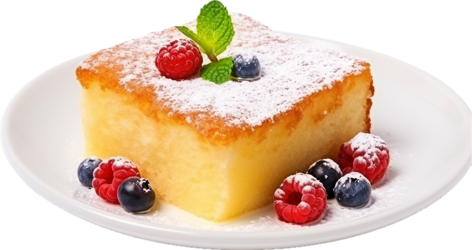 AI generated yogurt cake with powdered sugar png