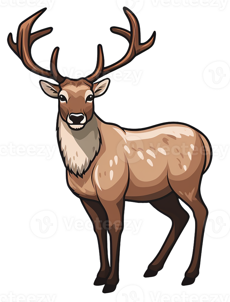 AI generated Reindeer cartoon illustration on transparent background png
