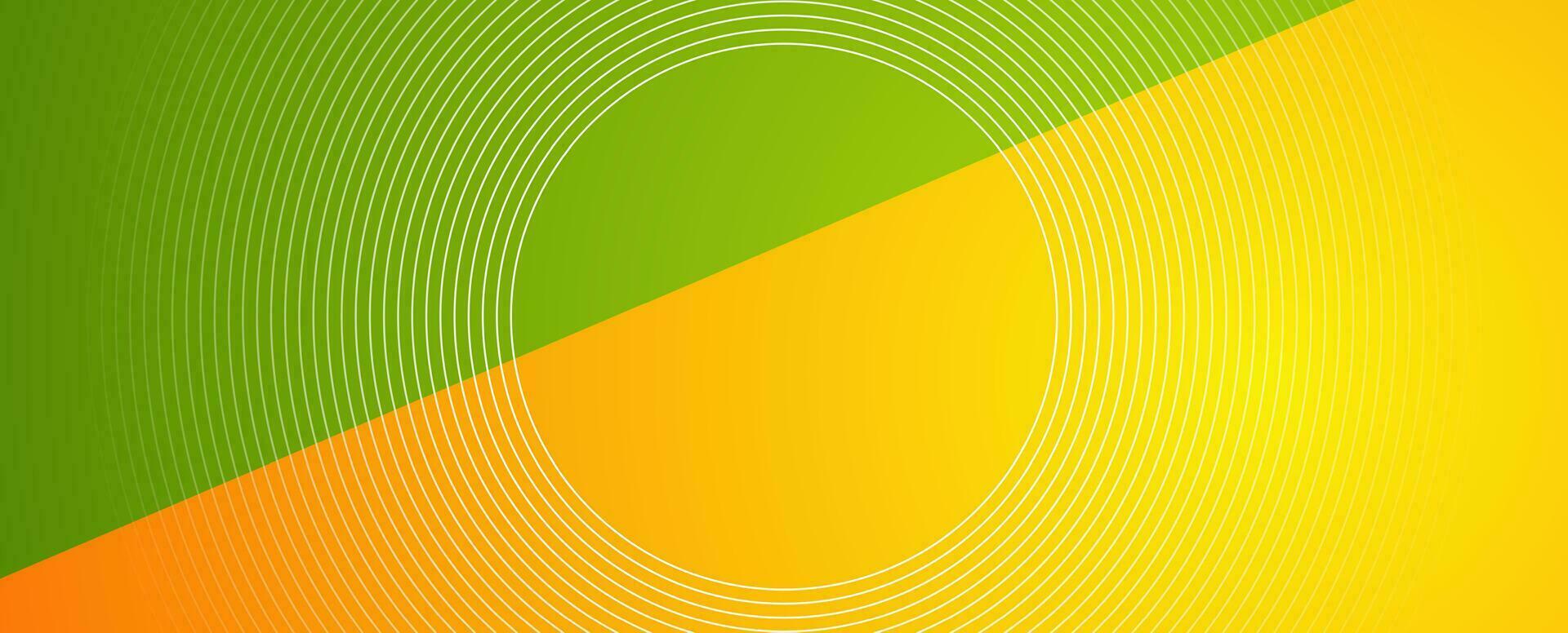 Green orange background with white linear circles vector
