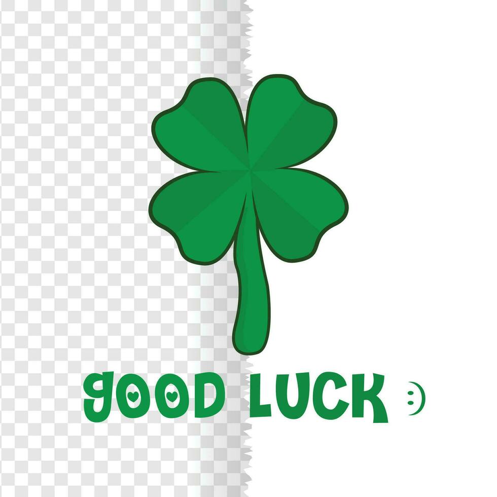 St. patrick's day green heart shaped leaf, good luck four leaf isolated on background vector