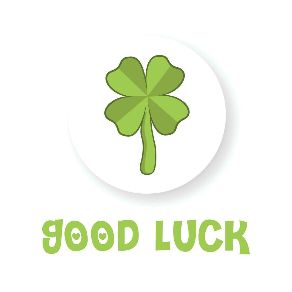 St. patrick's day green heart shaped leaf, good luck four leaf isolated on background vector