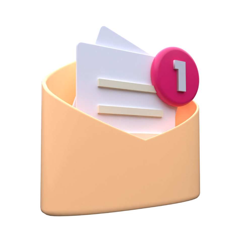 unique 3d render letter envelope notification mail icon.Trendy and modern in 3d style. png