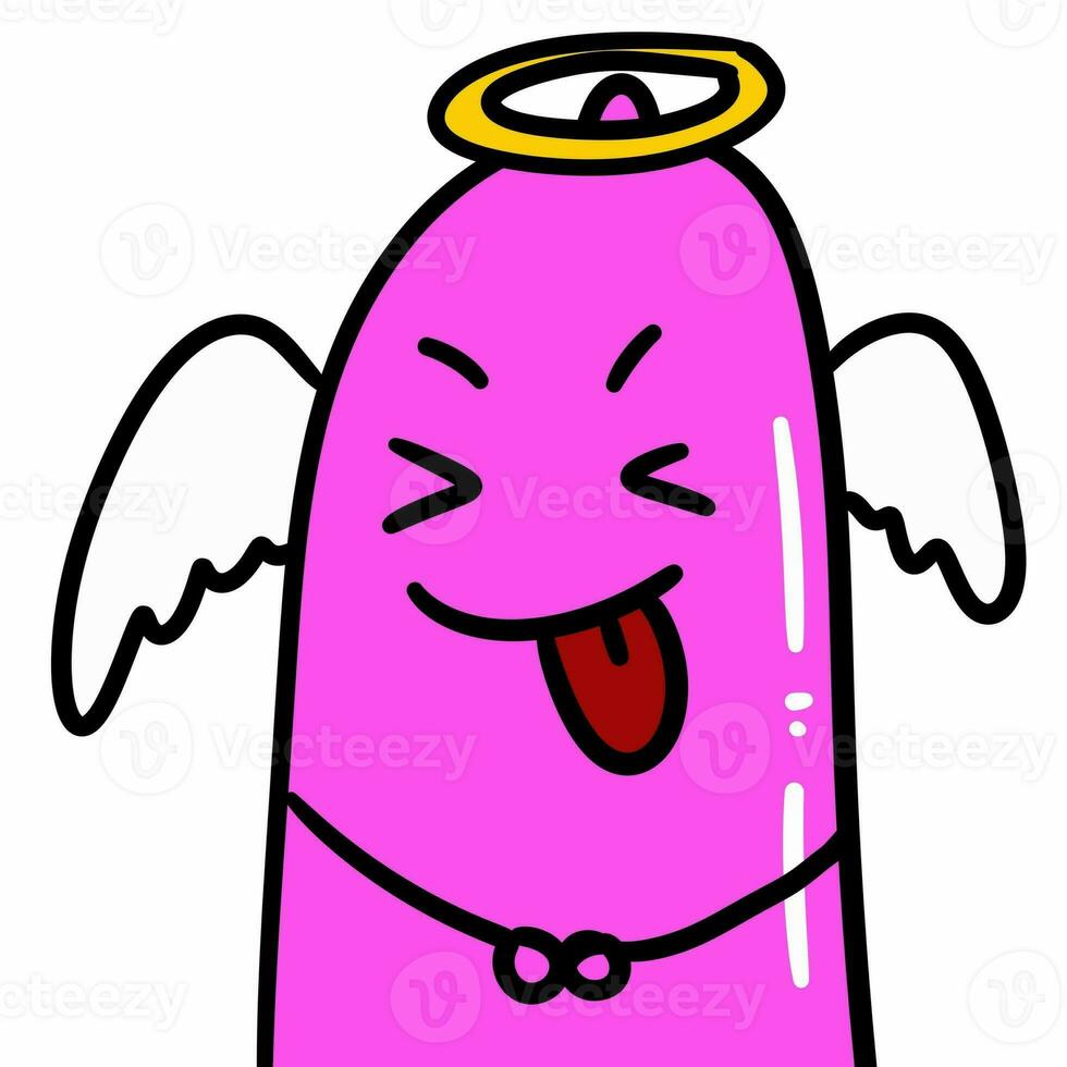 a cartoon illustration of a little angel with a pink condom photo