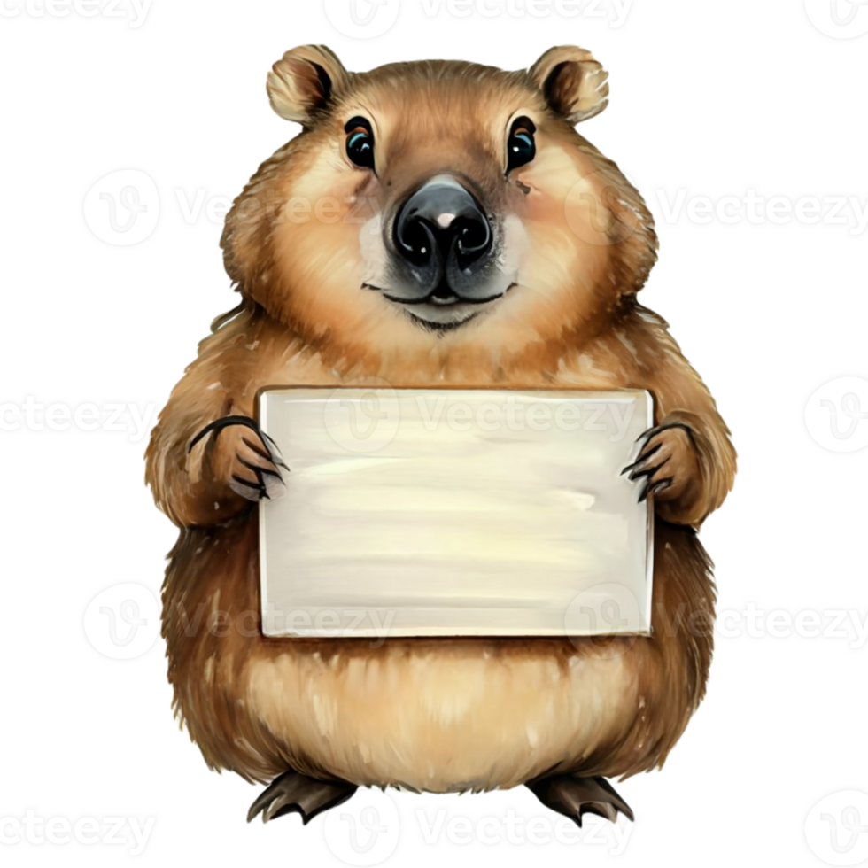 AI generated Groundhog Holding A White Sign Blank AI Generative png