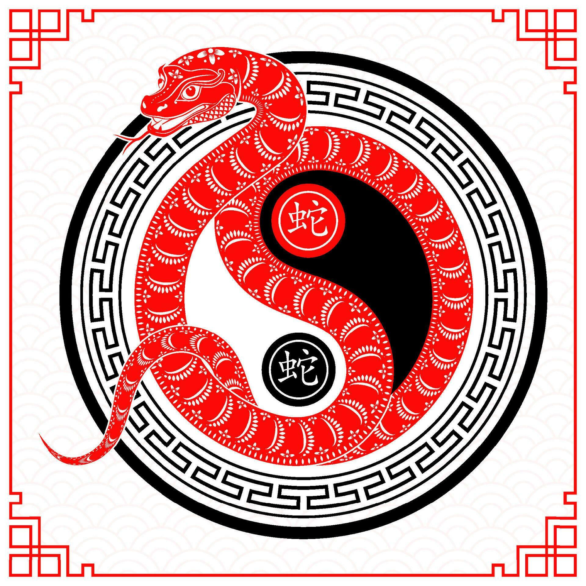 Happy Chinese new year 2025 Zodiac sign, year of the Snake, with red