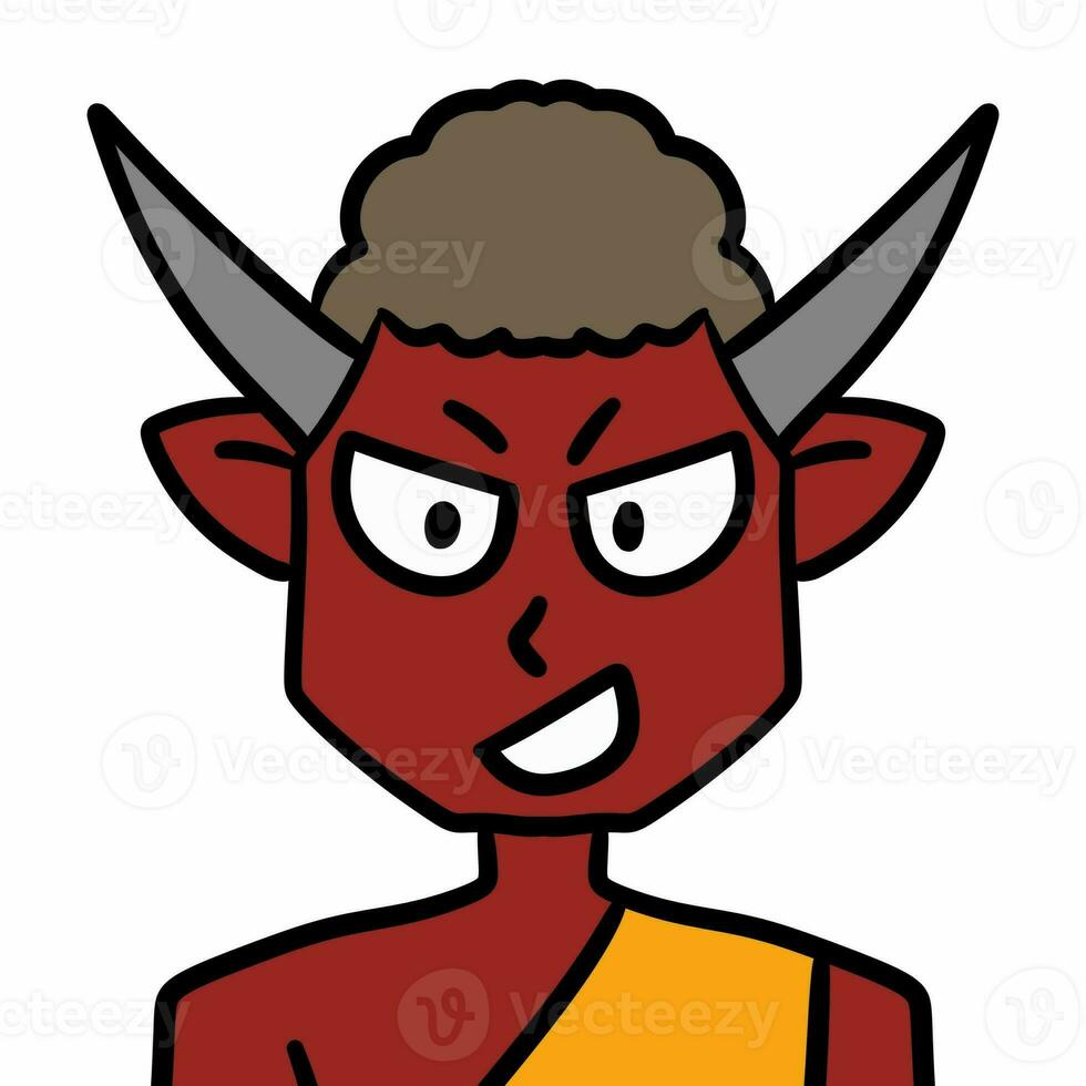 devil with red horns, illustration, on white background. photo